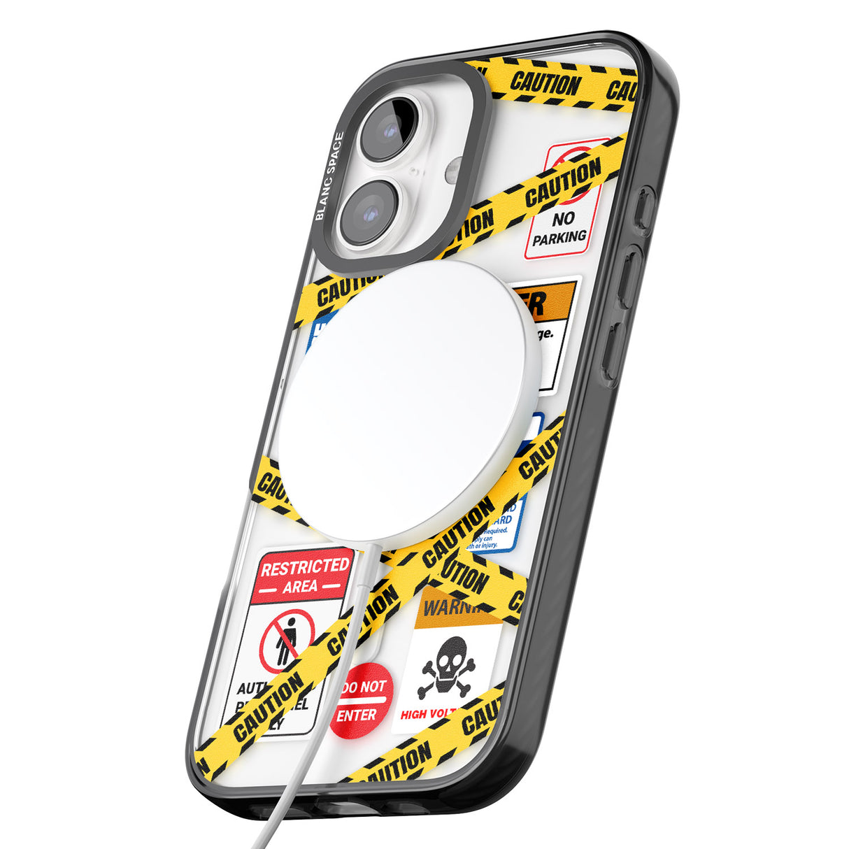 iPhone 16 Pro Max CAUTION Black Impact Phone Case