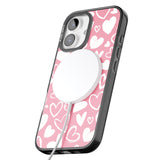 iPhone 16 Pro Max Chalk Hearts Black Impact Phone Case