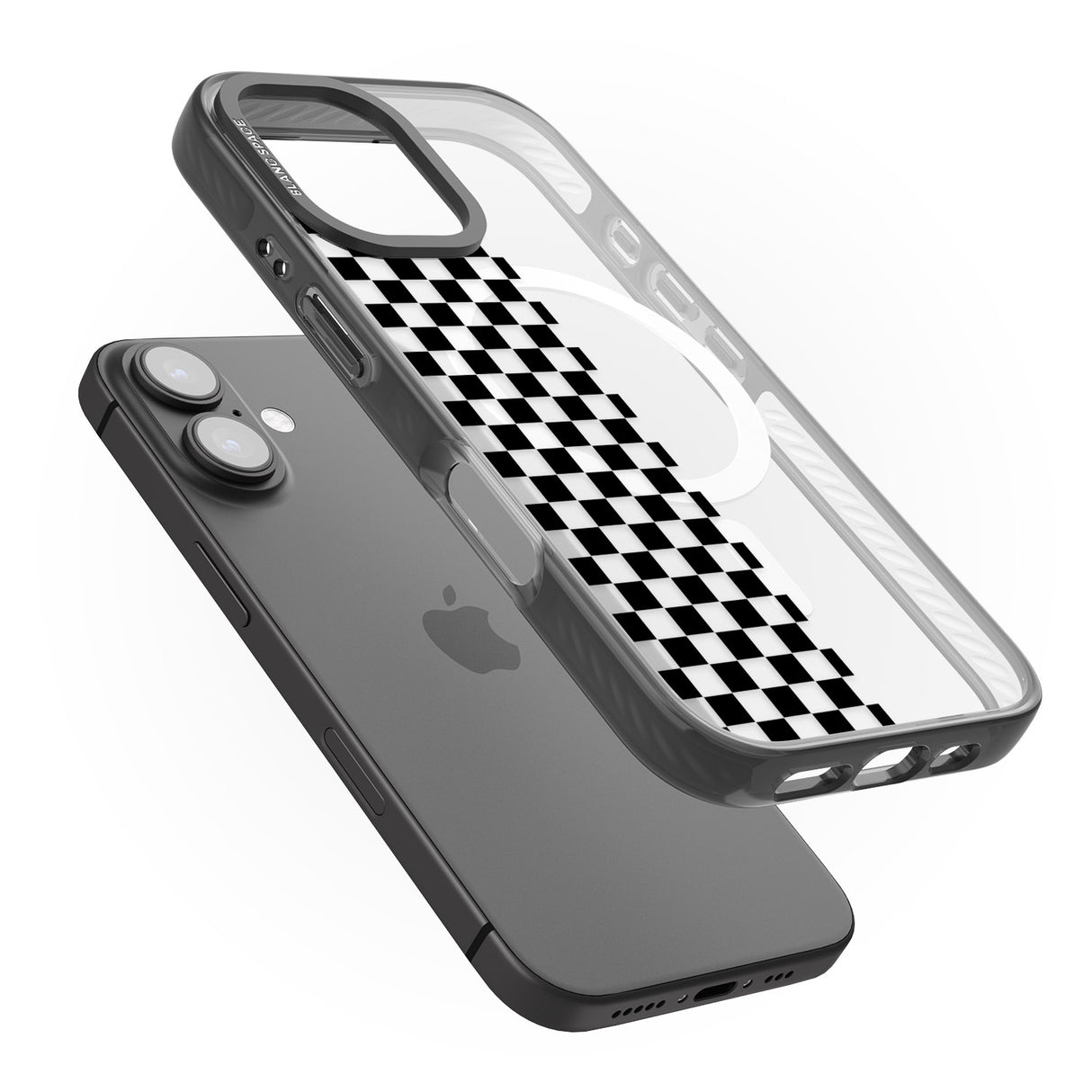 iPhone 16 Pro Max Checker: Half Black Check on Clear Black Impact Phone Case