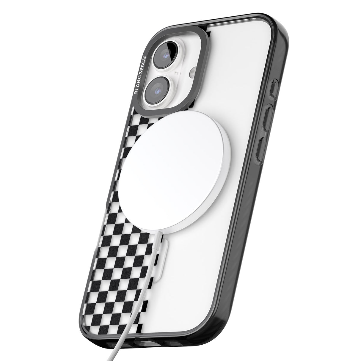 iPhone 16 Pro Max Checker: Half Black Check on Clear Black Impact Phone Case