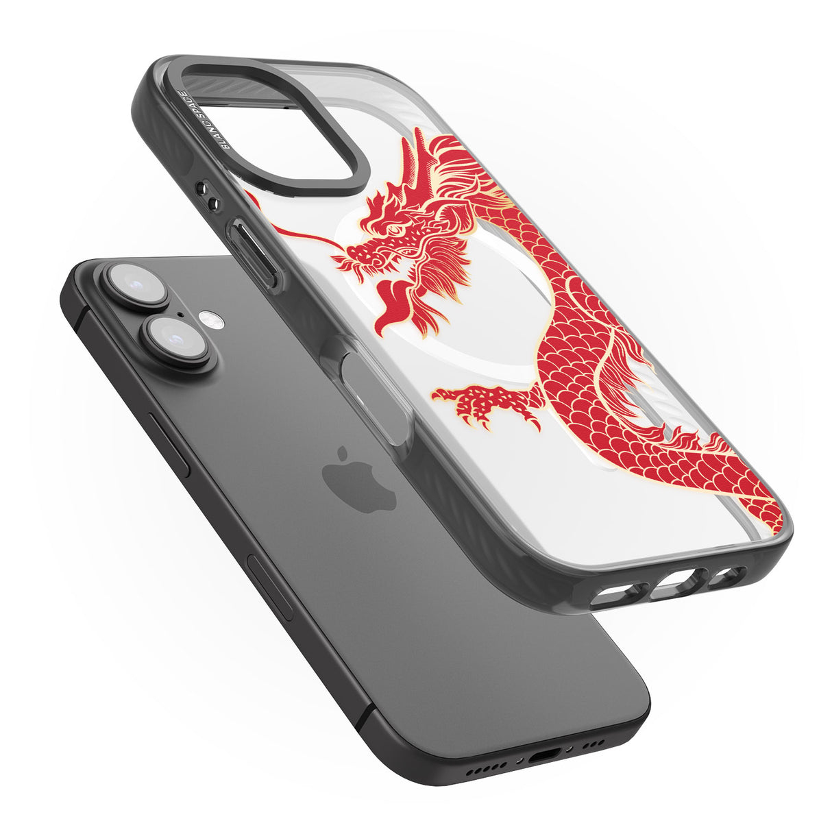 iPhone 16 Pro Max Large Red Dragon Black Impact Phone Case