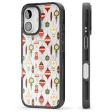 iPhone 16 Pro Max Christmas Baubles Pattern Black Impact Phone Case