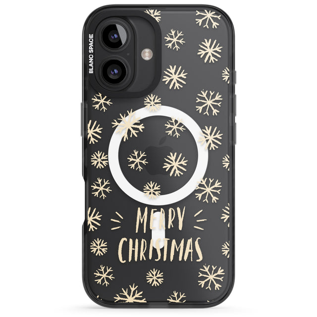 iPhone 16 Pro Max Christmas Snowflake Pattern Black Impact Phone Case