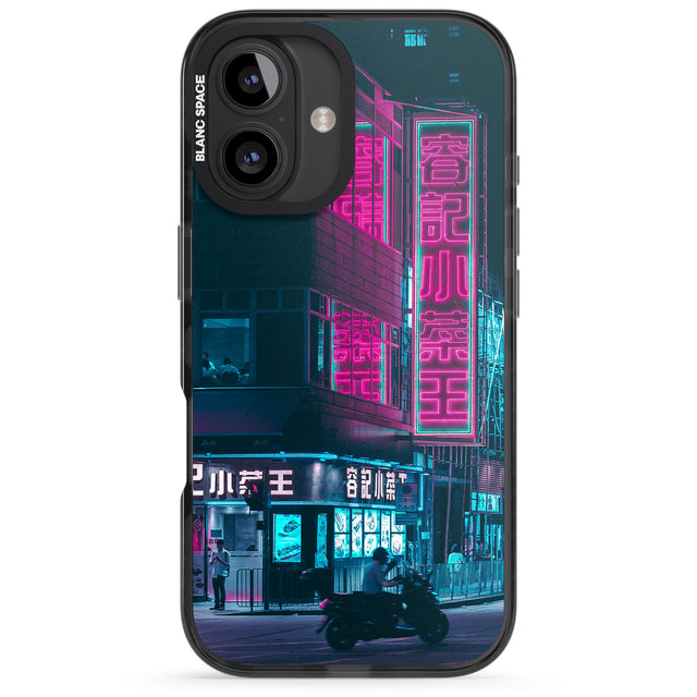 iPhone 16 Pro Max Motorcylist & Signs - Neon Cities Photographs Black Impact Phone Case