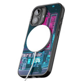 iPhone 16 Pro Max Motorcylist & Signs - Neon Cities Photographs Black Impact Phone Case