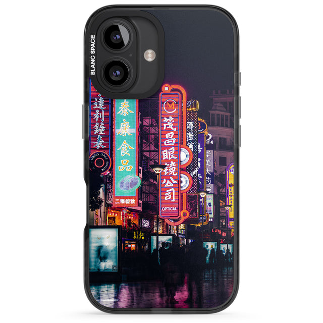 iPhone 16 Pro Max Busy Street - Neon Cities Photographs Black Impact Phone Case