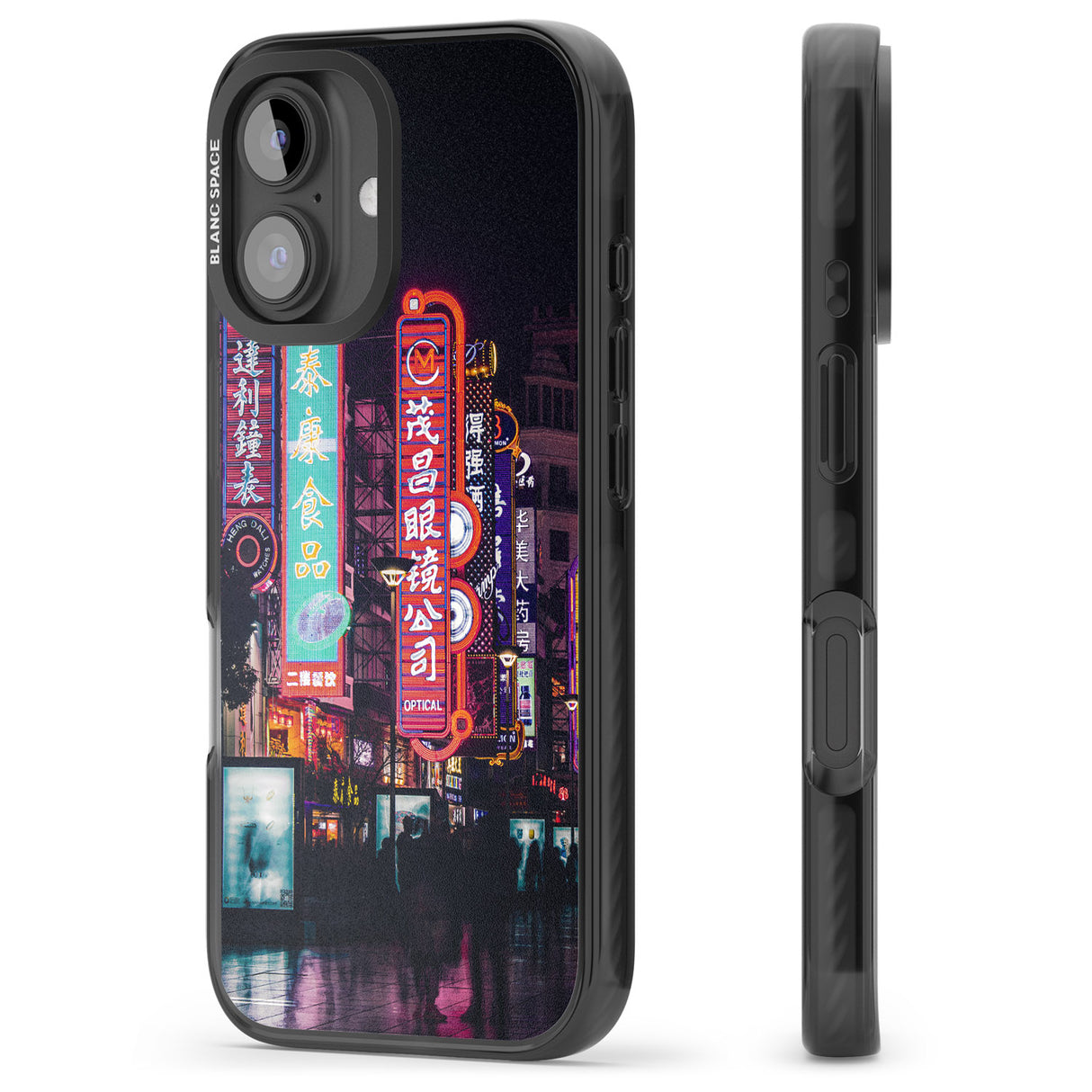 iPhone 16 Pro Max Busy Street - Neon Cities Photographs Black Impact Phone Case