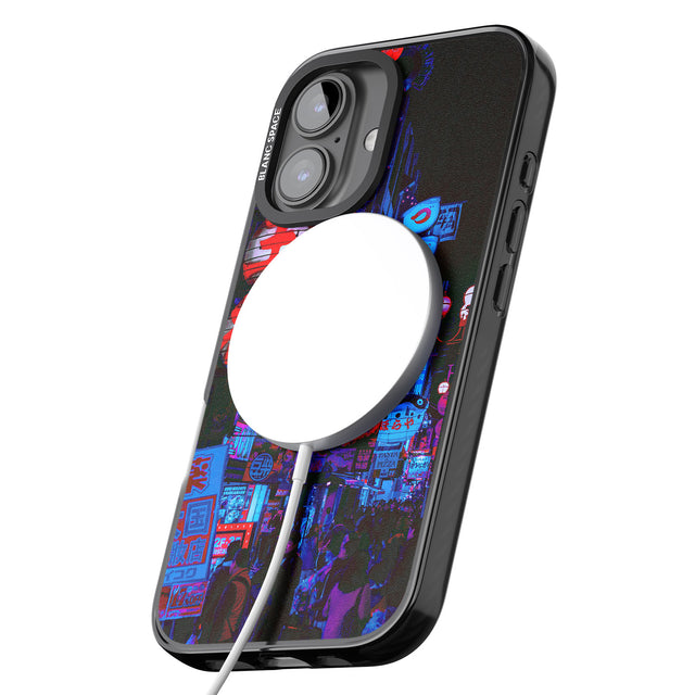 iPhone 16 Pro Max Red & Turquoise - Neon Cities Photographs Black Impact Phone Case