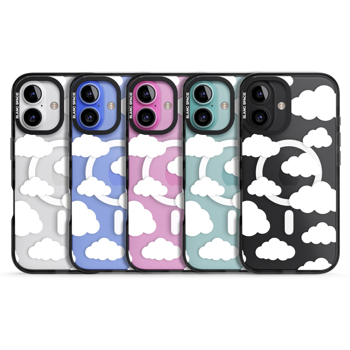 iPhone 16 Pro Max Transparent Cloud Pattern Black Impact Phone Case