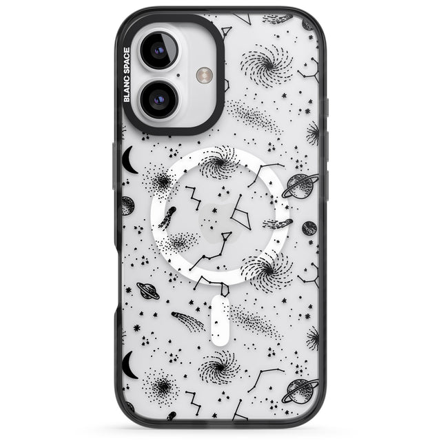 iPhone 16 Pro Max Mixed Galaxy Pattern Black Impact Phone Case