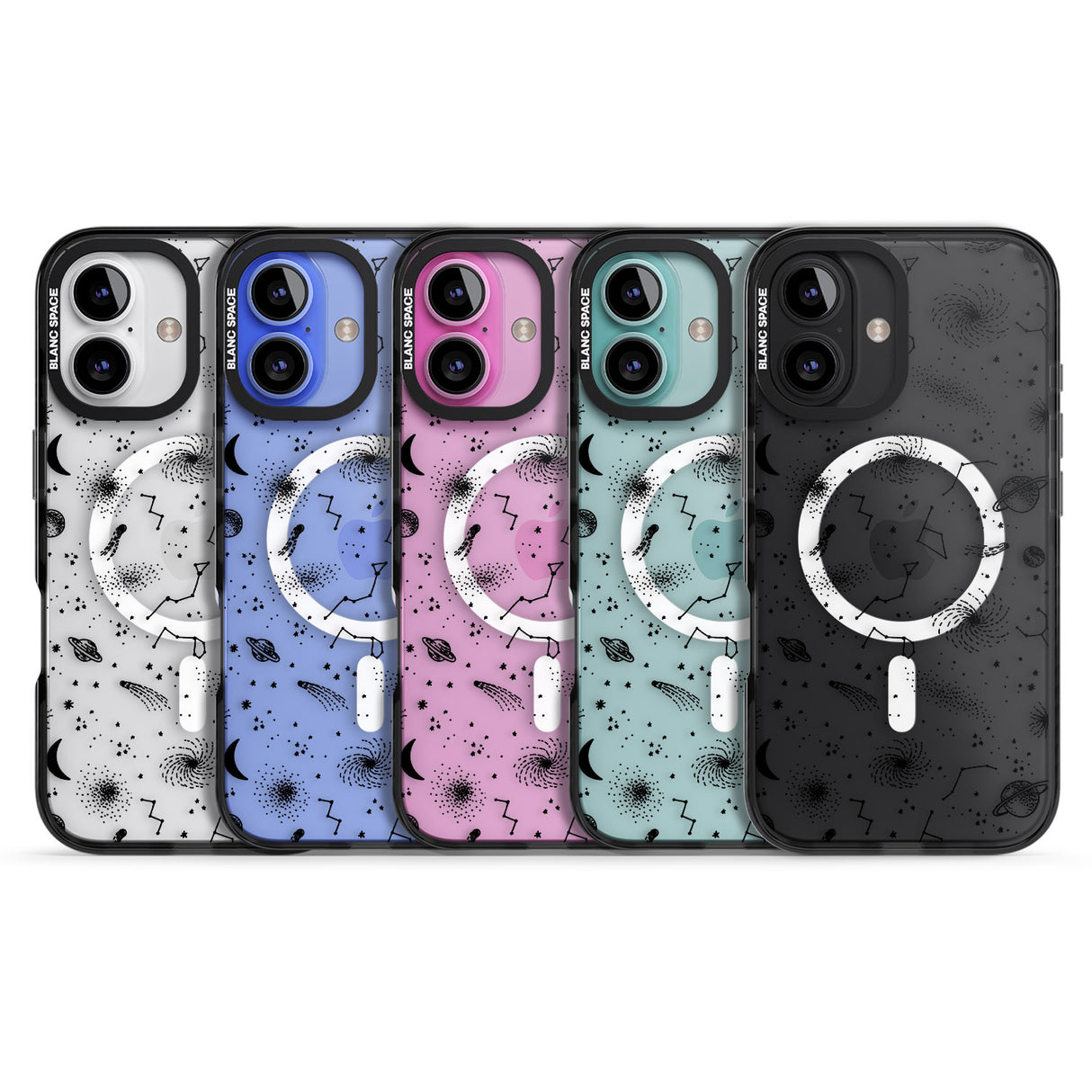 iPhone 16 Pro Max Mixed Galaxy Pattern Black Impact Phone Case