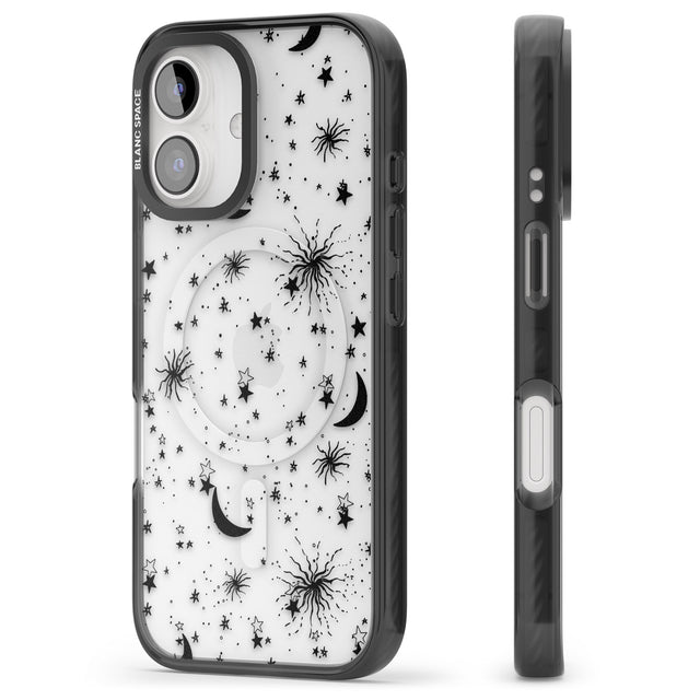 iPhone 16 Pro Max Moons & Stars Black Impact Phone Case