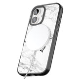 iPhone 16 Pro Max White Marble Black Impact Phone Case