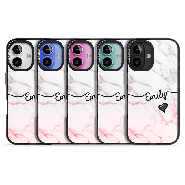 iPhone 16 Pro Max Pink Fade Marble Black Impact Phone Case