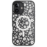 iPhone 16 Pro Max Floral Print on Transparent Black Impact Phone Case