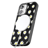 iPhone 16 Pro Max White Daisy Pattern (Black) Black Impact Phone Case