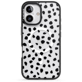 iPhone 16 Pro Max Black on Transparent Dalmatian Polka Dot Spots Black Impact Phone Case