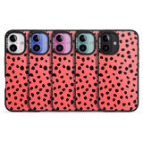 iPhone 16 Pro Max Black on Salmon Pink Dalmatian Polka Dot Spots Black Impact Phone Case