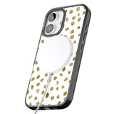 iPhone 16 Pro Max Gold Look on White Dalmatian Polka Dot Spots Black Impact Phone Case