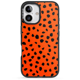 iPhone 16 Pro Max Black & Bright Red Dalmatian Polka Dot Spots Black Impact Phone Case