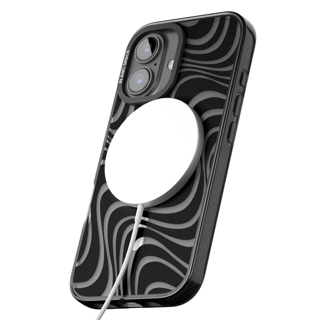 iPhone 16 Pro Max Abstract Waves Black Impact Phone Case