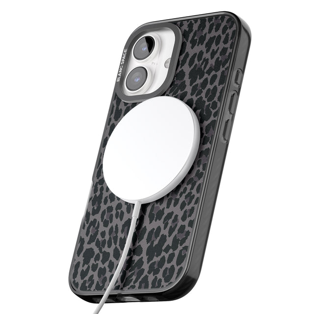 iPhone 16 Pro Max Dark Animal Print Pattern Small Leopard Black Impact Phone Case