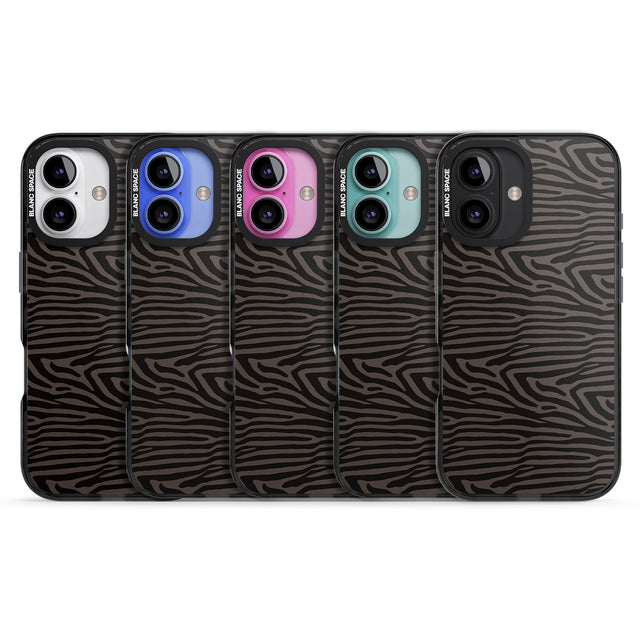 iPhone 16 Pro Max Dark Animal Print Pattern Zebra Black Impact Phone Case