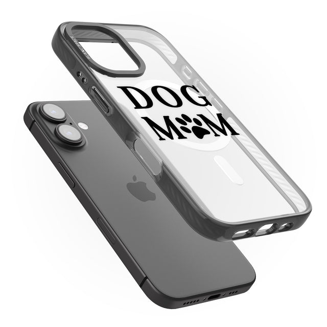 iPhone 16 Pro Max Dog Mom Paw Print Black Impact Phone Case