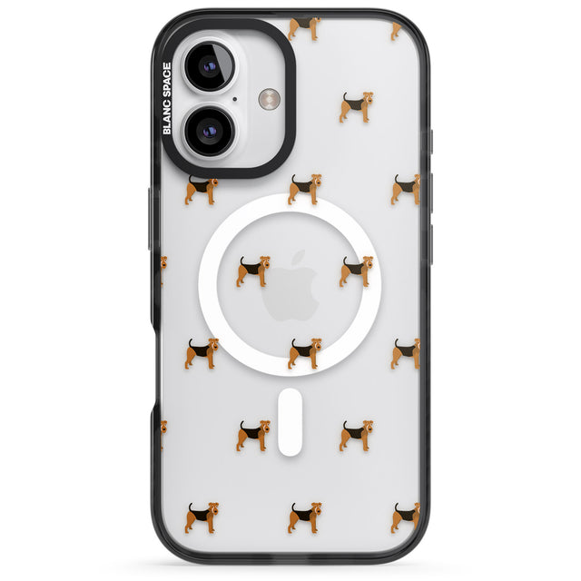 iPhone 16 Pro Max Airedale Terrier Dog Pattern Clear Black Impact Phone Case