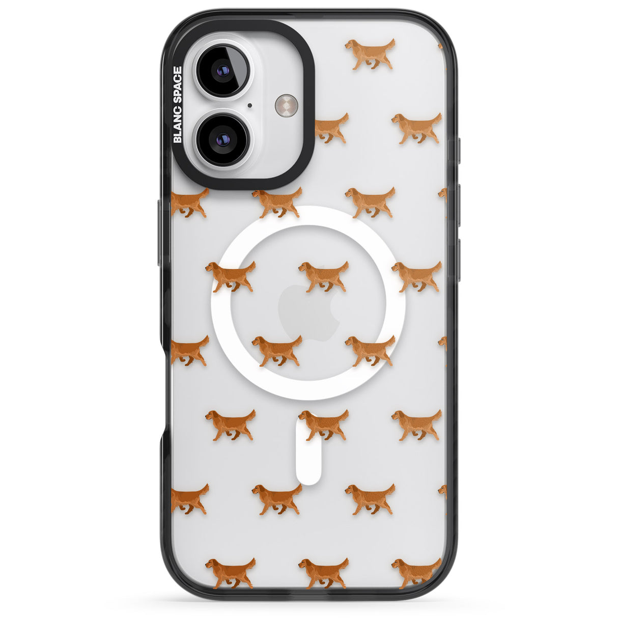 iPhone 16 Pro Max Golden Retriever Dog Pattern Clear Black Impact Phone Case