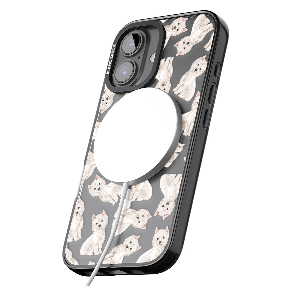 iPhone 16 Pro Max Westie Watercolour Dog Pattern Black Impact Phone Case