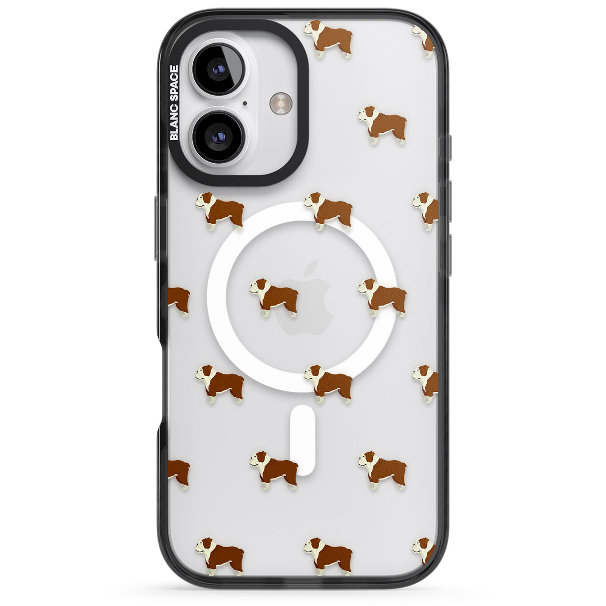 iPhone 16 Pro Max English Bulldog Dog Pattern Clear Black Impact Phone Case