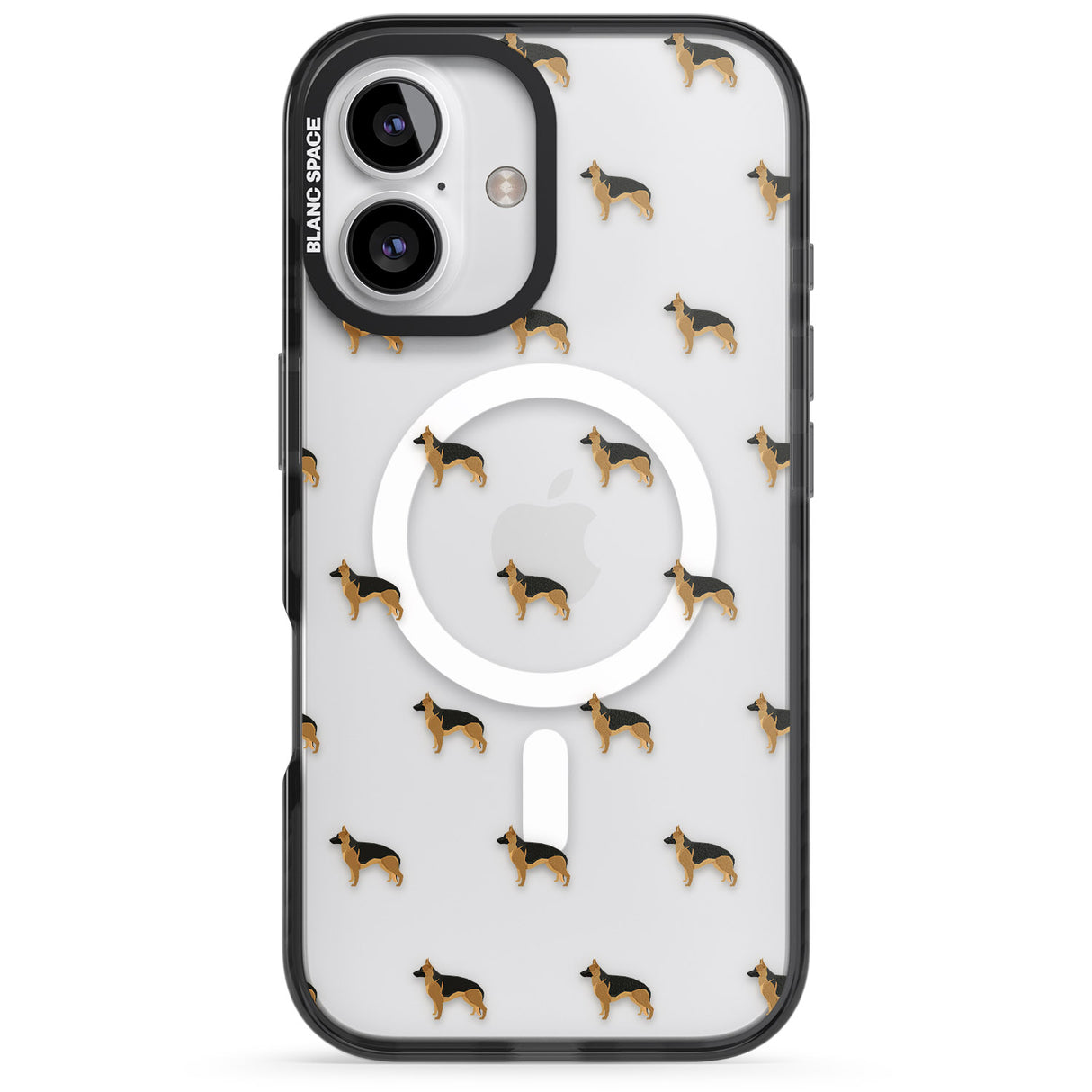 iPhone 16 Pro Max German Sherpard Dog Pattern Clear Black Impact Phone Case