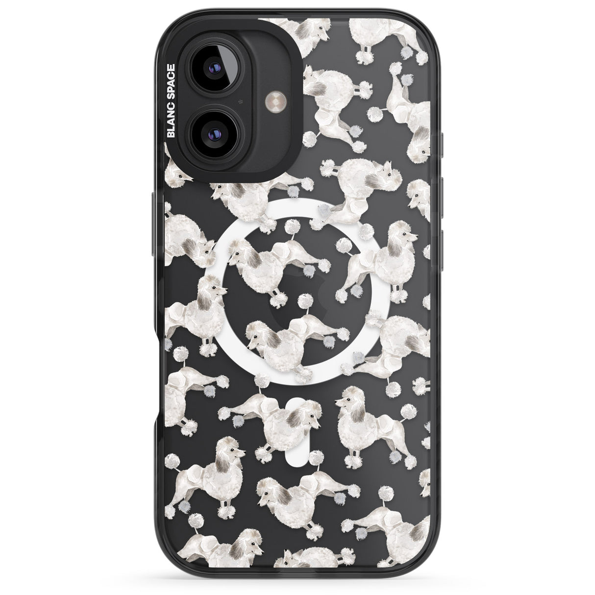 iPhone 16 Pro Max Poodle (White) Watercolour Dog Pattern Black Impact Phone Case