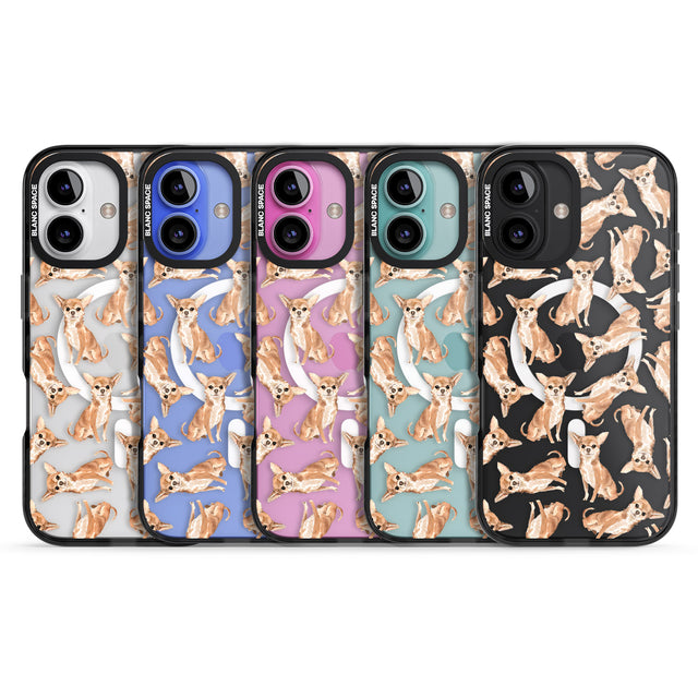 iPhone 16 Pro Max Chihuahua Watercolour Dog Pattern Black Impact Phone Case