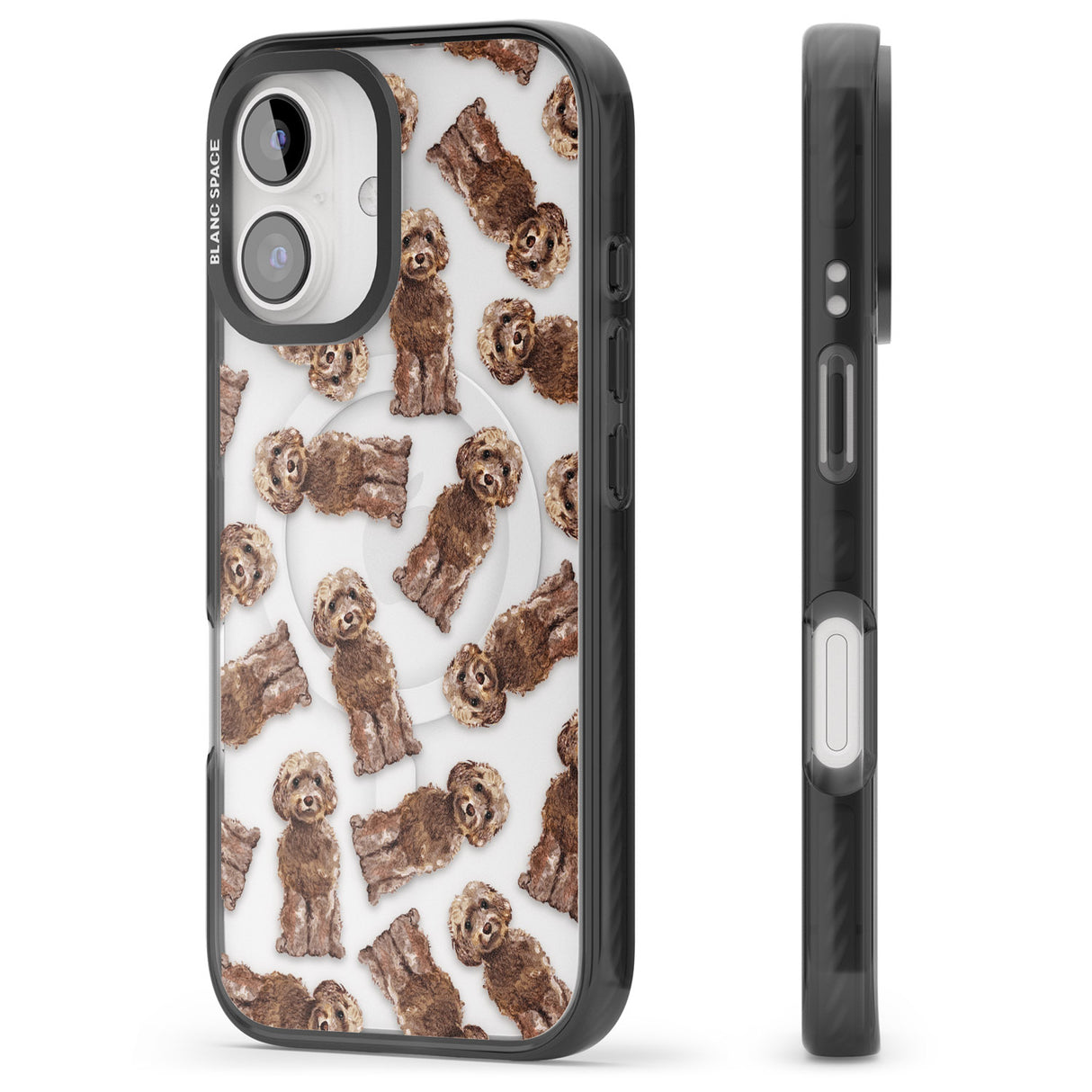 iPhone 16 Pro Max Cockapoo (Brown) Watercolour Dog Pattern Black Impact Phone Case