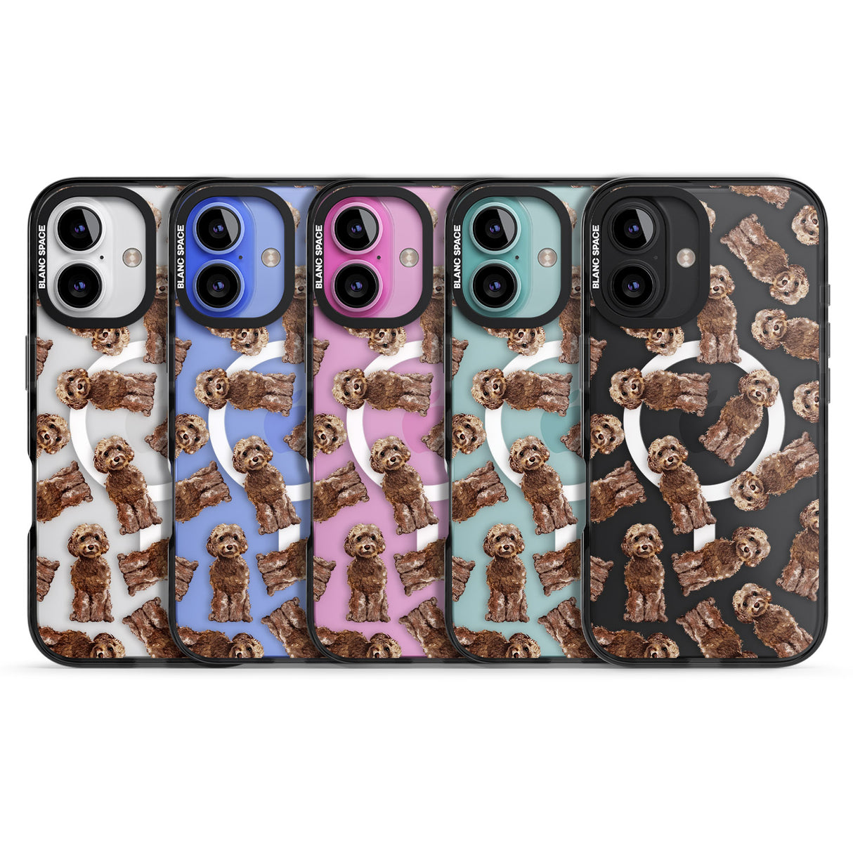 iPhone 16 Pro Max Cockapoo (Brown) Watercolour Dog Pattern Black Impact Phone Case