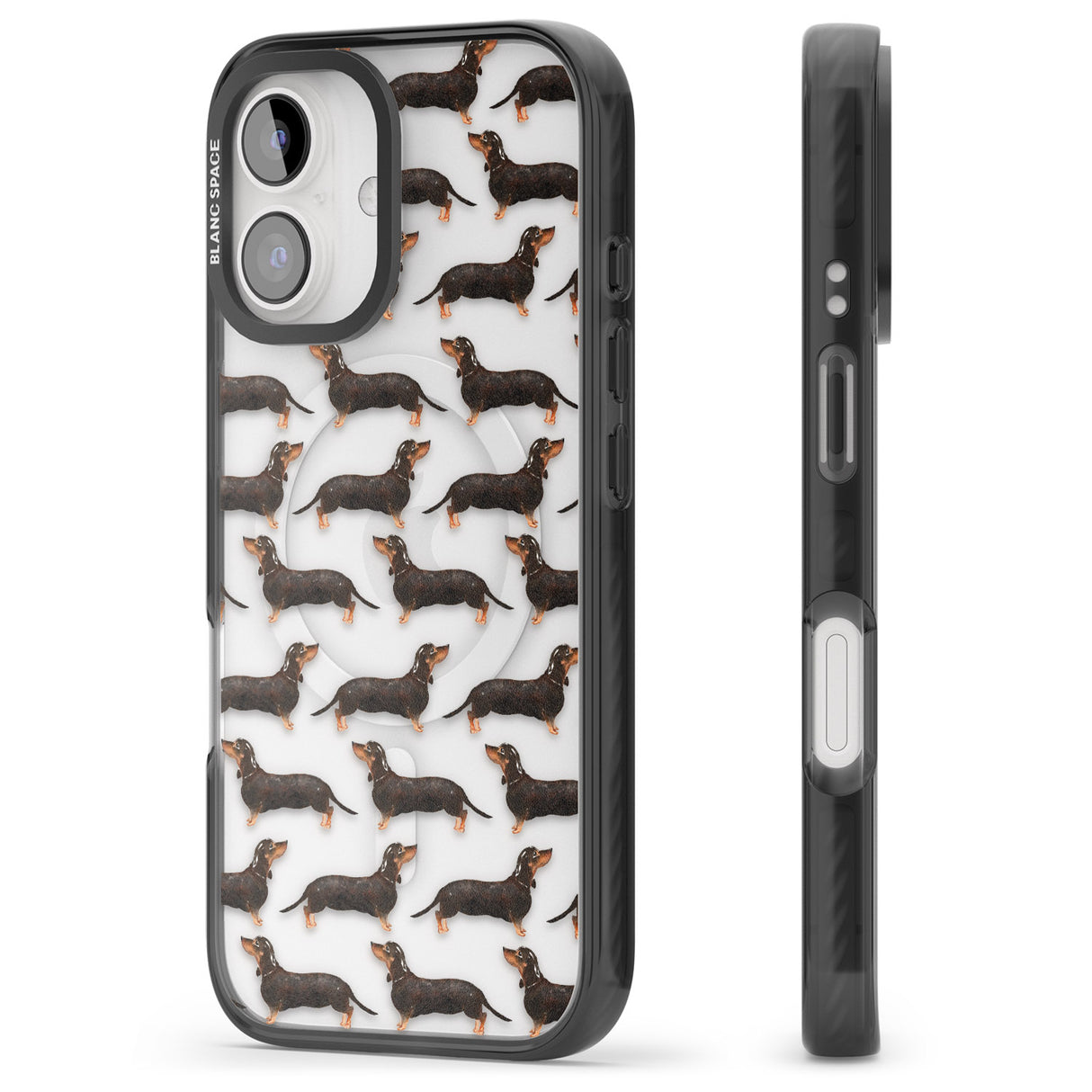 iPhone 16 Pro Max Dachshund (Black & Tan) Watercolour Dog Pattern Black Impact Phone Case