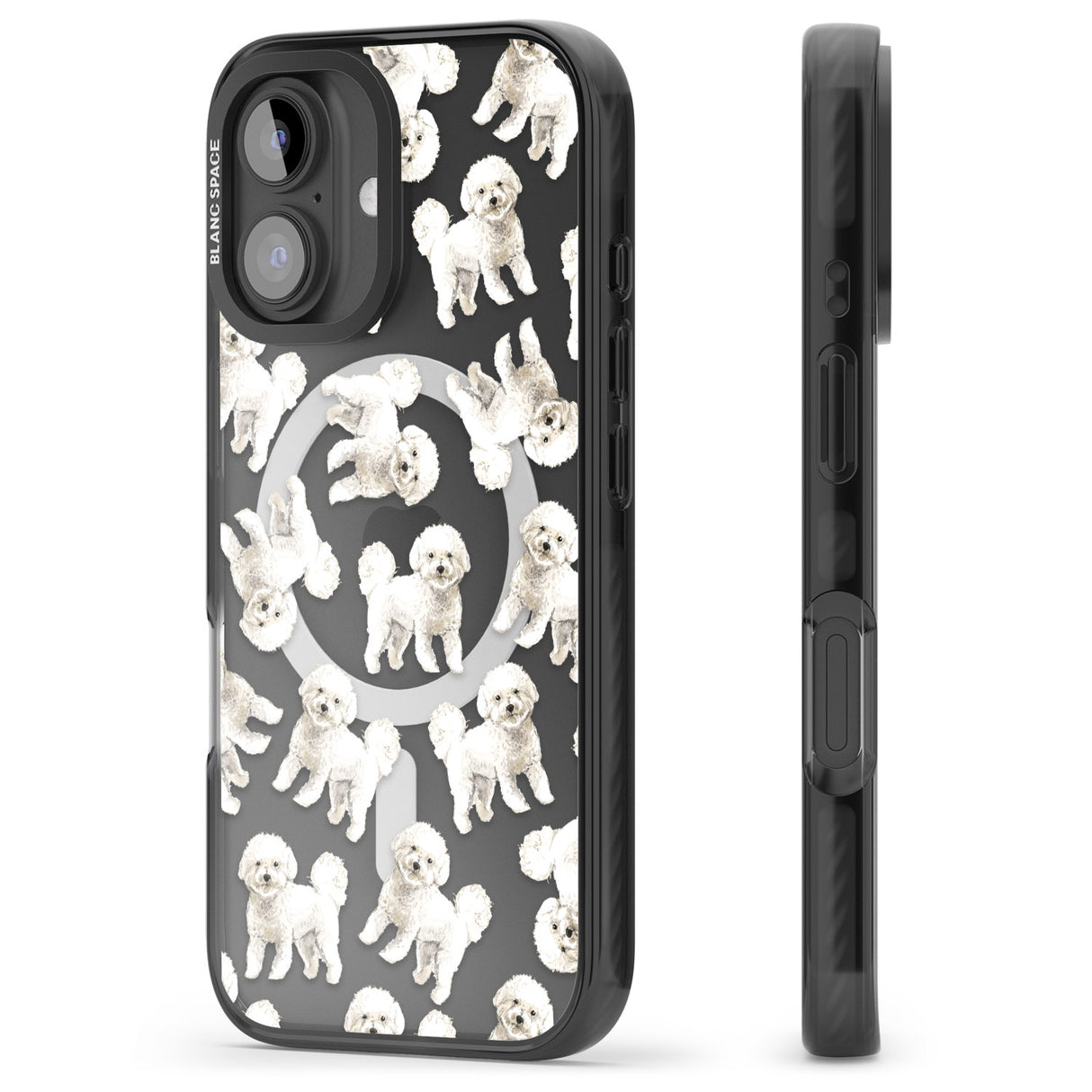 iPhone 16 Pro Max Bichon Frise Watercolour Dog Pattern Black Impact Phone Case