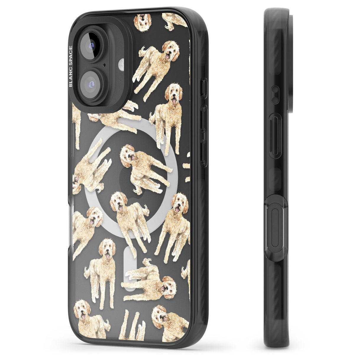 iPhone 16 Pro Max Goldendoodle Watercolour Dog Pattern Black Impact Phone Case