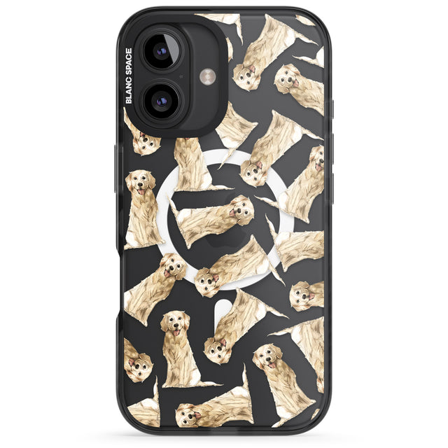 iPhone 16 Pro Max Golden Retriever Watercolour Dog Pattern Black Impact Phone Case