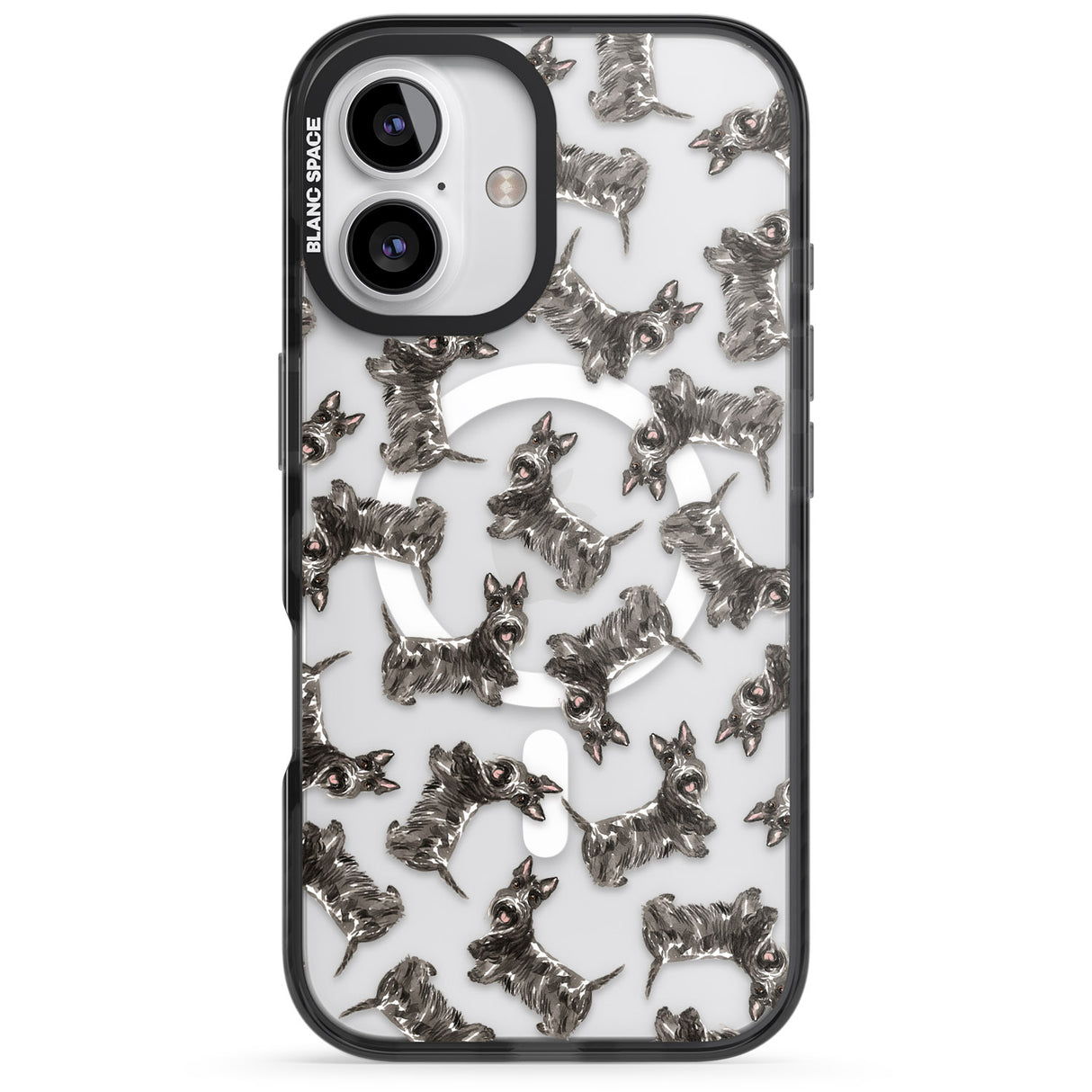 iPhone 16 Pro Max Scottish Terrier Watercolour Dog Pattern Black Impact Phone Case