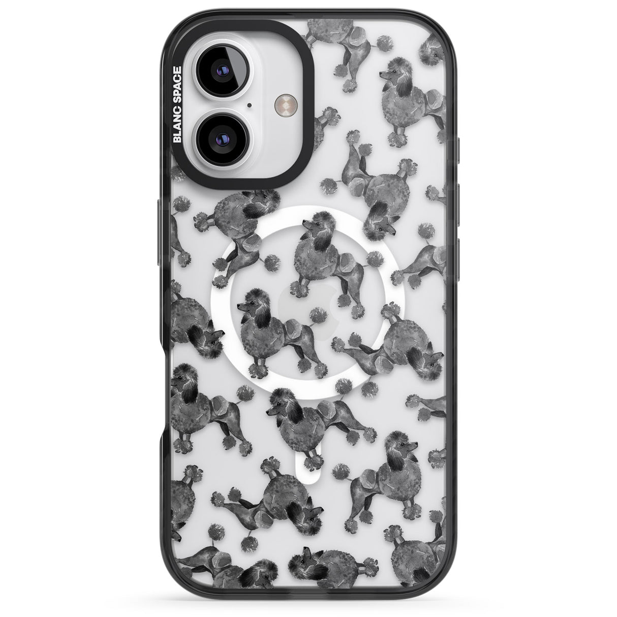 iPhone 16 Pro Max Poodle (Black) Watercolour Dog Pattern Black Impact Phone Case