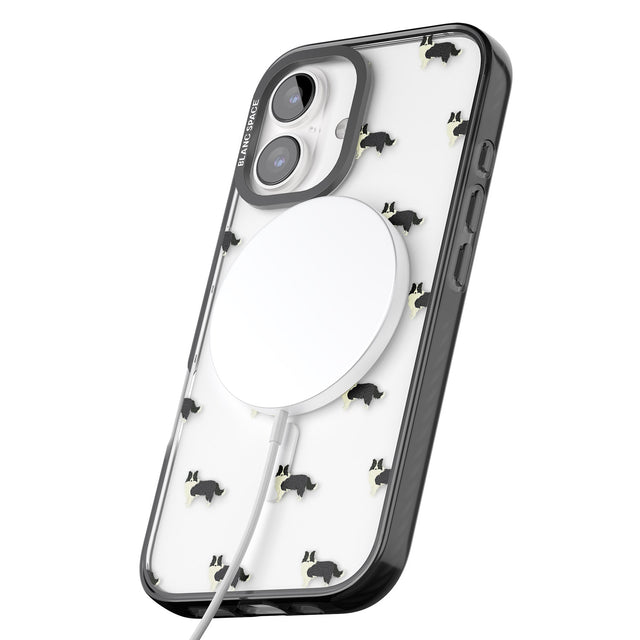 iPhone 16 Pro Max Border Collie Dog Pattern Clear Black Impact Phone Case