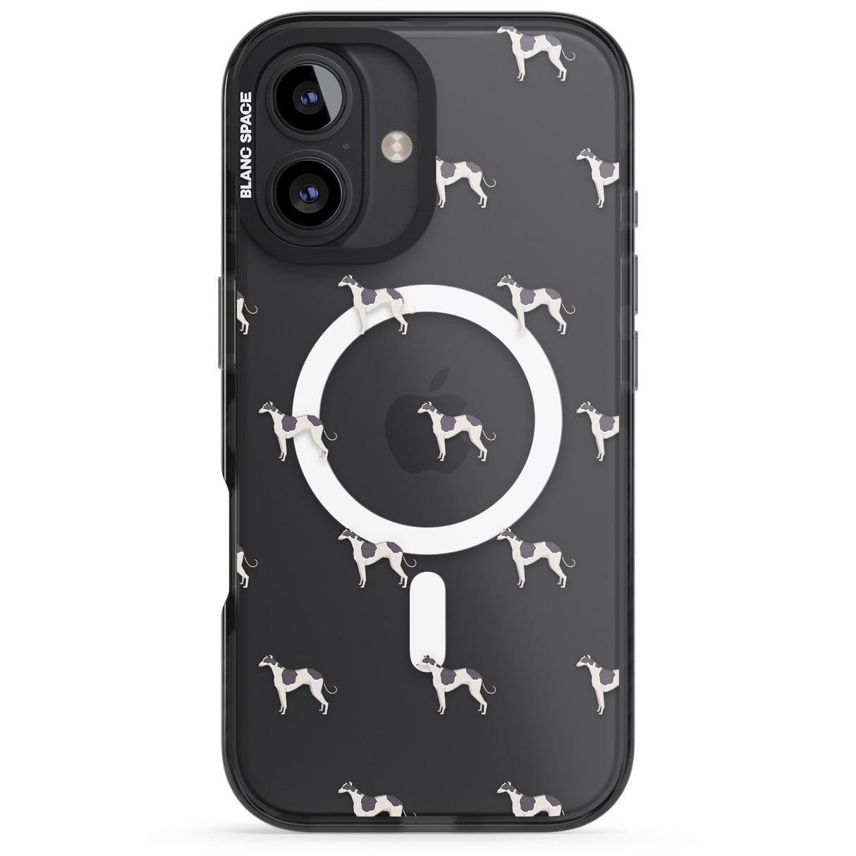 iPhone 16 Pro Max Greyhound Dog Pattern Clear Black Impact Phone Case