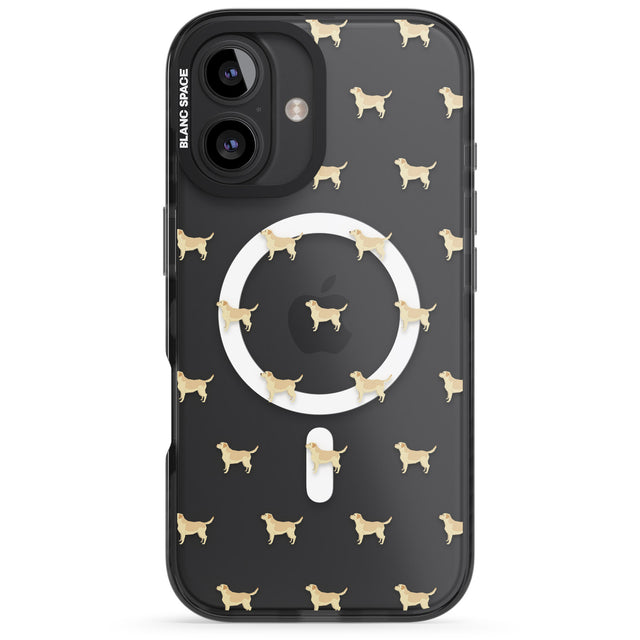 iPhone 16 Pro Max Tan Labrador Dog Pattern Clear Black Impact Phone Case