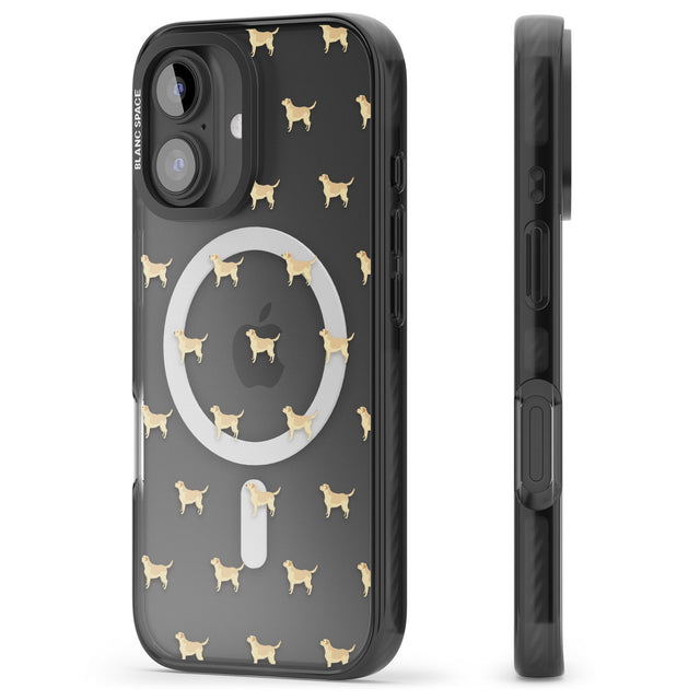 iPhone 16 Pro Max Tan Labrador Dog Pattern Clear Black Impact Phone Case