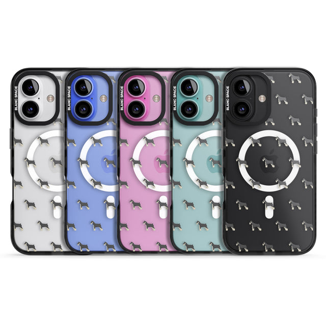 iPhone 16 Pro Max Schnauzer Dog Pattern Clear Black Impact Phone Case