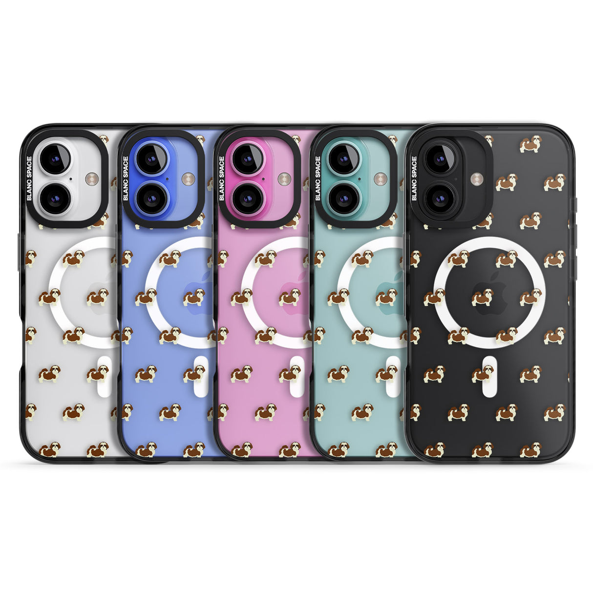 iPhone 16 Pro Max Shih Tzu Dog Pattern Clear Black Impact Phone Case