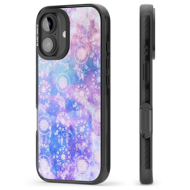 iPhone 16 Pro Max Dreamcatcher Pattern Galaxy Print Tie Dye Black Impact Phone Case